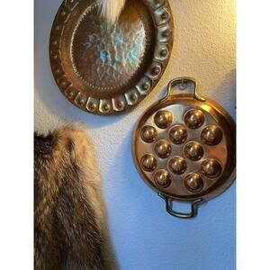 Vintage Culinox Copper Escargot Pan Steel Brass Handles Switzerland Egg Pan